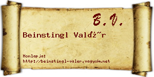 Beinstingl Valér névjegykártya